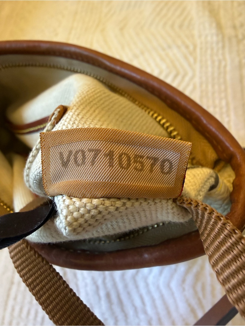 Dooney & Bourke Cream Pebbled Crossbody with Brown Trim - Picture 13 of 13